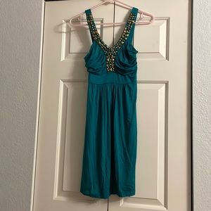Womens Soprano Teal Sleeves Bling Dress. Size M